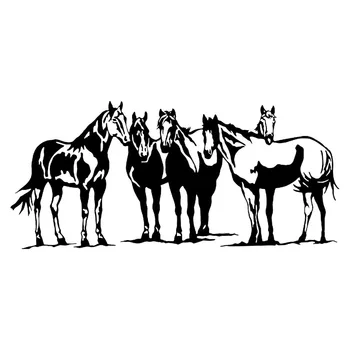 

25.4*11.5CM Classic Vinyl Car Styling Western Horses Funny Car Stickers And Decal Black/Silver S1-2008