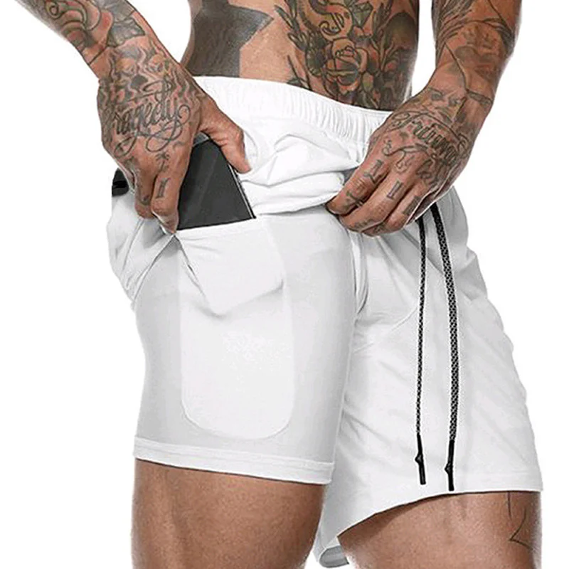 2019 Fashion Men's 2 in 1 Running Sports Shorts Quick Drying Breathable with Built-in Pocket Liner PO66 2019 Fashion Men's 2 in 1 Running Sports Shorts Quick Drying Breathable with Built-in Pocket Liner PO66