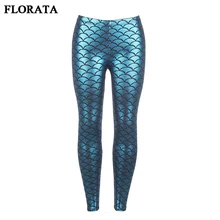 FLORATA font b Women b font Fish Scale font b Leggings b font Skinny Pencil Pants