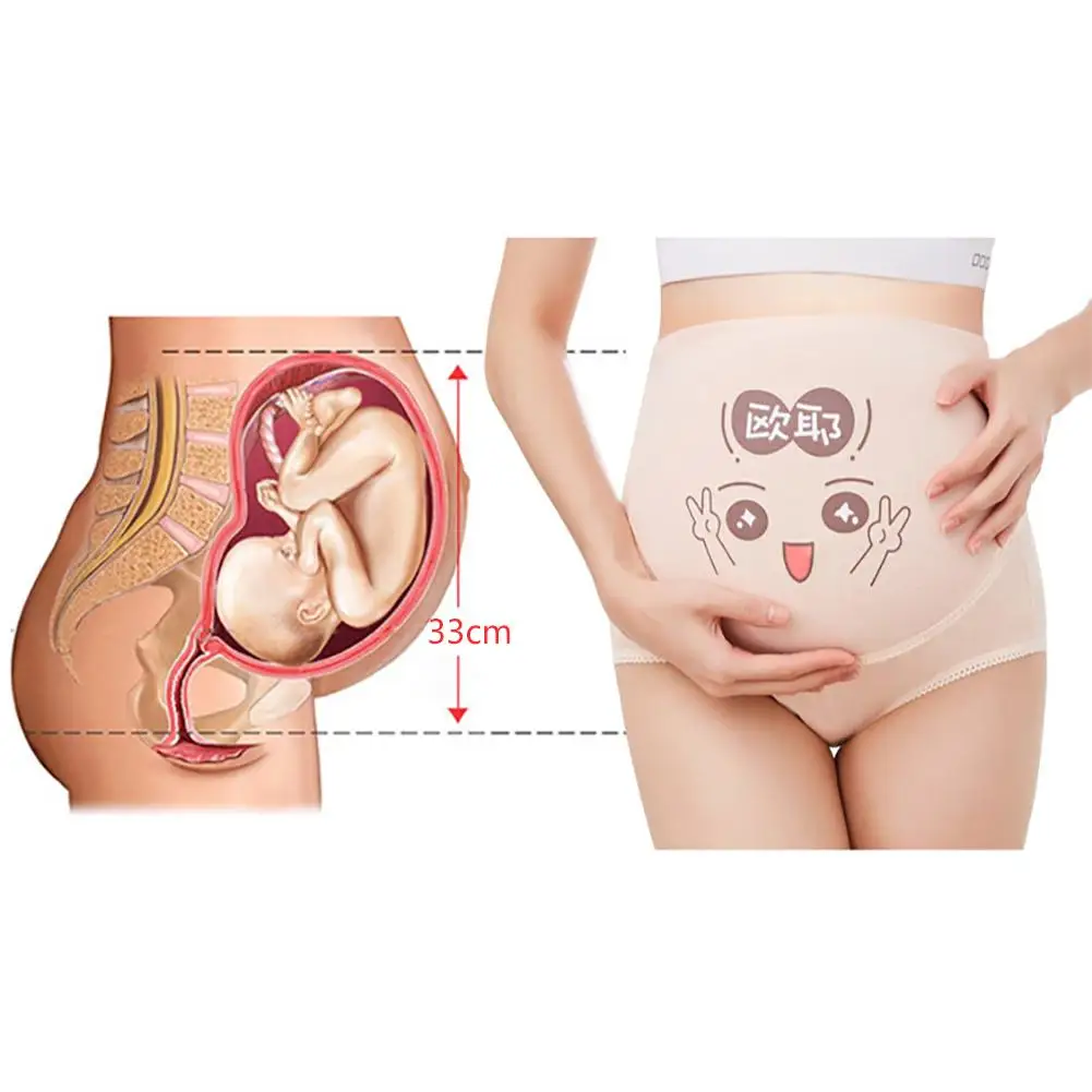 Cartoon Breathable High Waisted Briefs Belly Support Panties Pregnant Woman Adjustable Underwear cotton cute