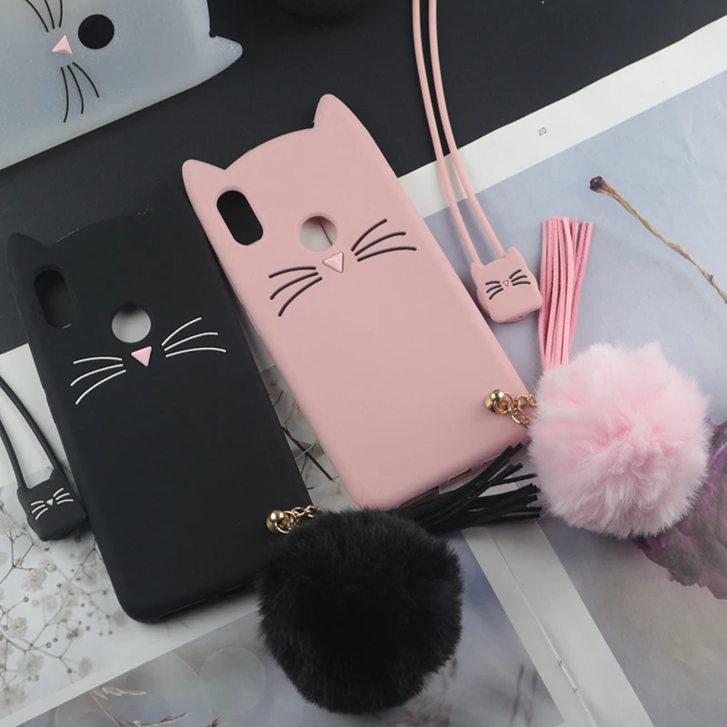 

3D Cute Japan Glitter Lovely Cat Case For Xiaomi Redmi Note 7 6 6A 5 5A 4 4A 4X Pro 3 3s Plus Y1 Y2 Y3 Lite S2 F1 Tassel Ball