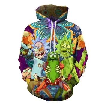 

Comedy Ricky and Morty Print 3D Hoodies Men Women Hip Hop Hooded Sweatshirts Funny Cartoon Streetwear Outwear Jackets Harajuku