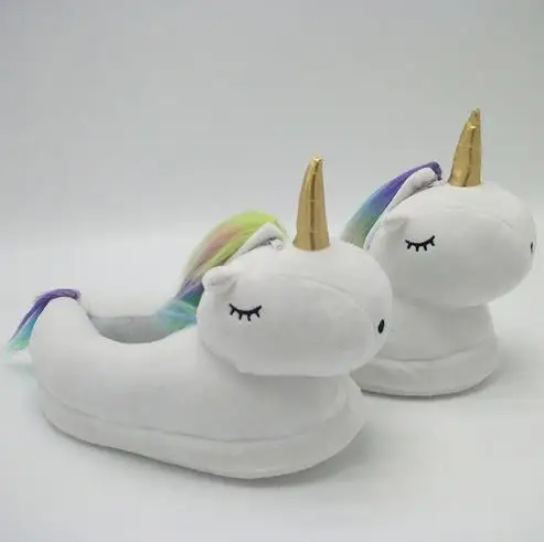 

Glowing Unicorn Plush Slippers for Adult Unisex Teenage Girls horn Slipper Home Light Up Led Women Shoes Chausson Licorne