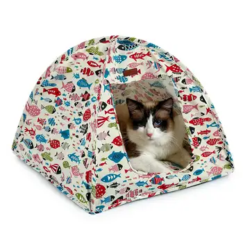 

Cats Hammocks Bed Reversible 2 Sides Small Pet Hammock Pure Cotton Fish Pattern Hanging Bed E2S