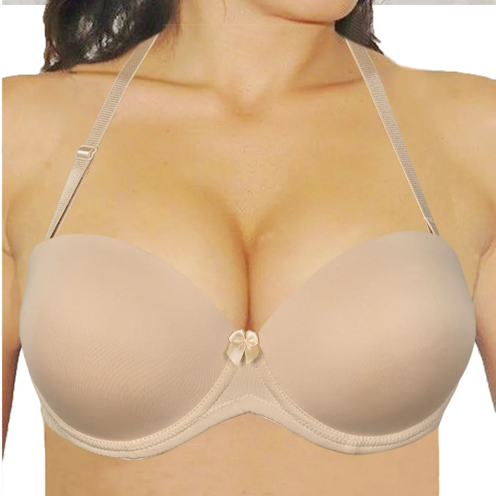 vanity fair bras Nude Black White Invisible Clear Back Strapless Bras Sexy Push up 2 breasted Bras Multiway Wedding Underwear Size A B C D E F low back bra