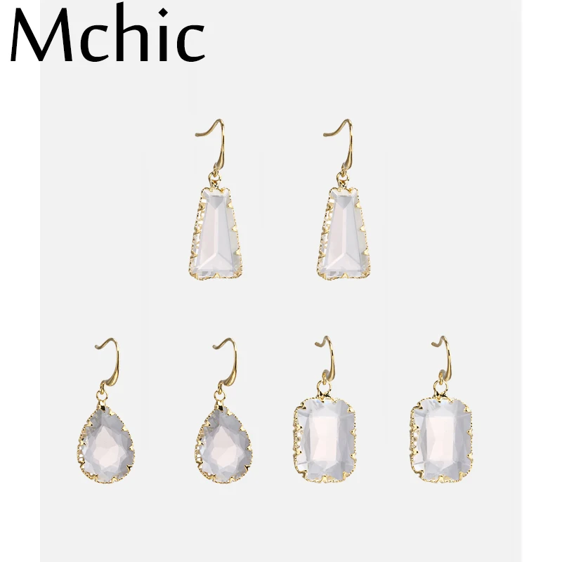 

Mchic Fashion Temperament Geometric Glass Crystal Drop Dangle Earrings Charm Copper 14 k Plated Gold Earrings for Women Brincos