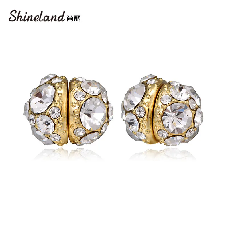 

Shineland Magnet Clip Earrings 2019 New Design Silver Gold Magentic Earrings For Earless holeWomen Clip on earrings Jewelry