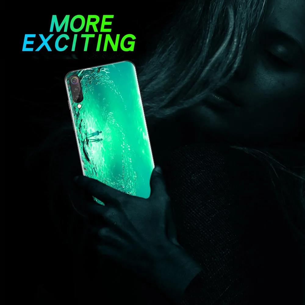 Luminous Tempered Glass Case For Xiaomi Mi 9 Soft TPU Silicone Edge Phone Cases For Xiaomi Mi 9 Mi9 6.39 Cover Xiomi Mi9 Coque   (1)