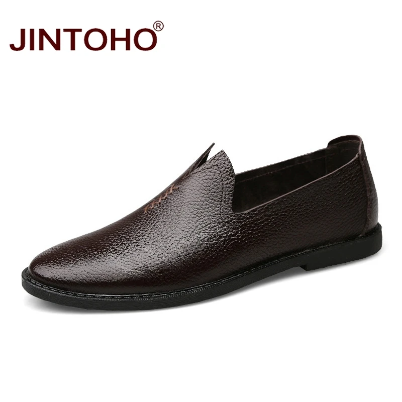 

JINTOHO High Quality Men Genuine Leather Shoes Brand Casual Leather Men Loafers Slip On Male Shoes Designer Leather Men Flats