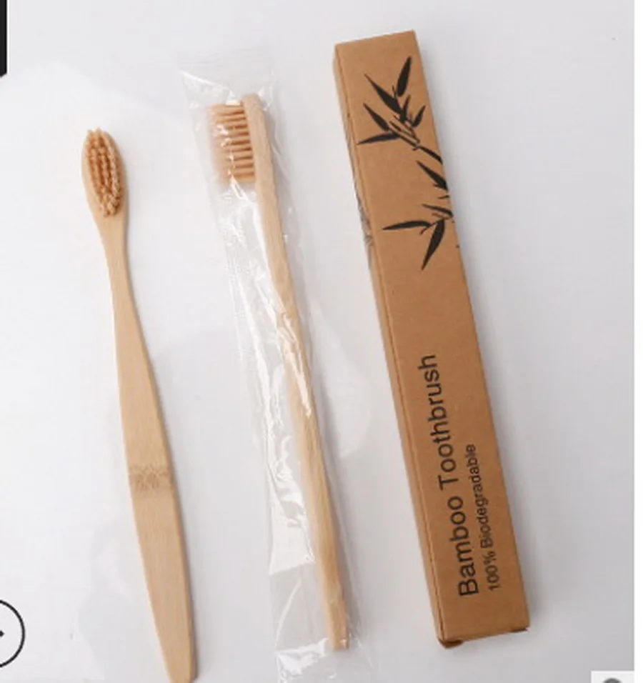 DHL 200pcs Soft Fibre Environmentally Wood Toothbrush Bamboo ToothBrush Wooden Handle Tooth brush - Цвет: Коричневый