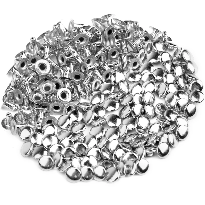 

100pcs DIY hollow nails hat rivet 6 mm silver