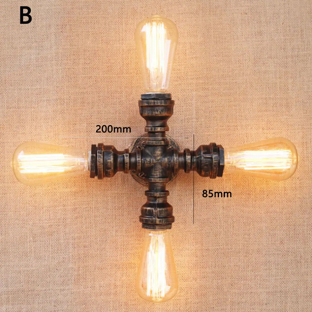 Промышленных настенный светильник светодиодный Винтаж огни Утюг ржавчины воды стенки трубы свет E27 Лампа Внутреннее освещение для дома