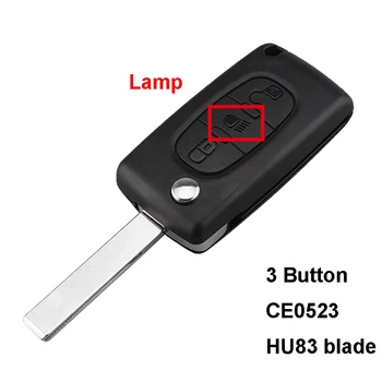 

Replacement 3 Buttons Flip Key Shell For Citroen C4 C5 C6 C8 Xsara Picasso Remote Fob Case Light Symbol CE0523+HU83 Blade