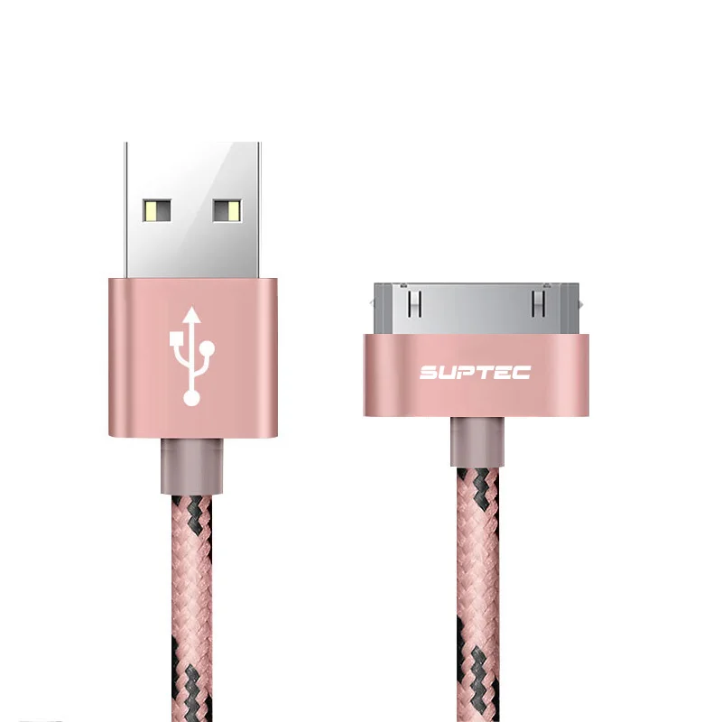 SUPTEC 30 Pin USB кабель для iPhone 4S 4 3GS iPad 1 2 3 iPod Nano itouch Кабель зарядного устройства 2 м 3 м Кабель-адаптер для быстрой зарядки и синхронизации данных - Цвет: Pure RoseGold