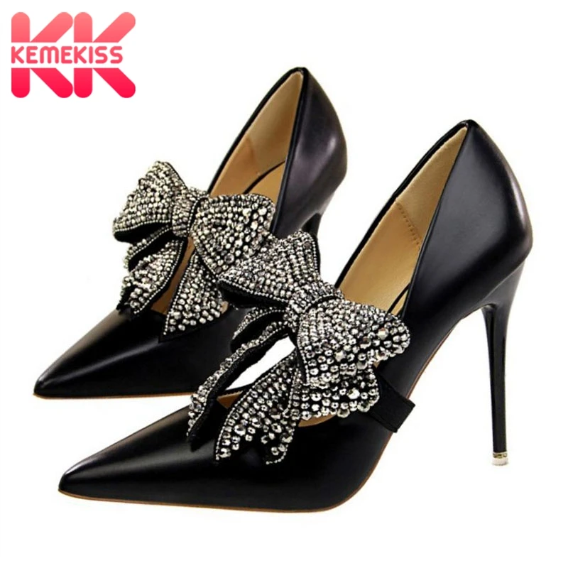 

KemeKiss Brand Butterfly-Knot Shoes Woman High Heels Wedding Shoes Pumps Salto Alto Famous Shoes Sexy High Heels Size 34-40