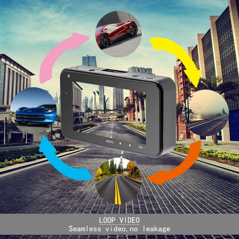 Podofo Автомобильный dvr камера двойной объектив 3 ''gps позиционный видео