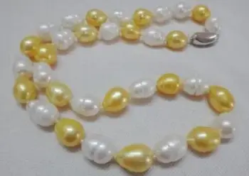 

New Beautiful AAA 10x12mm natural white pearl necklace 32"