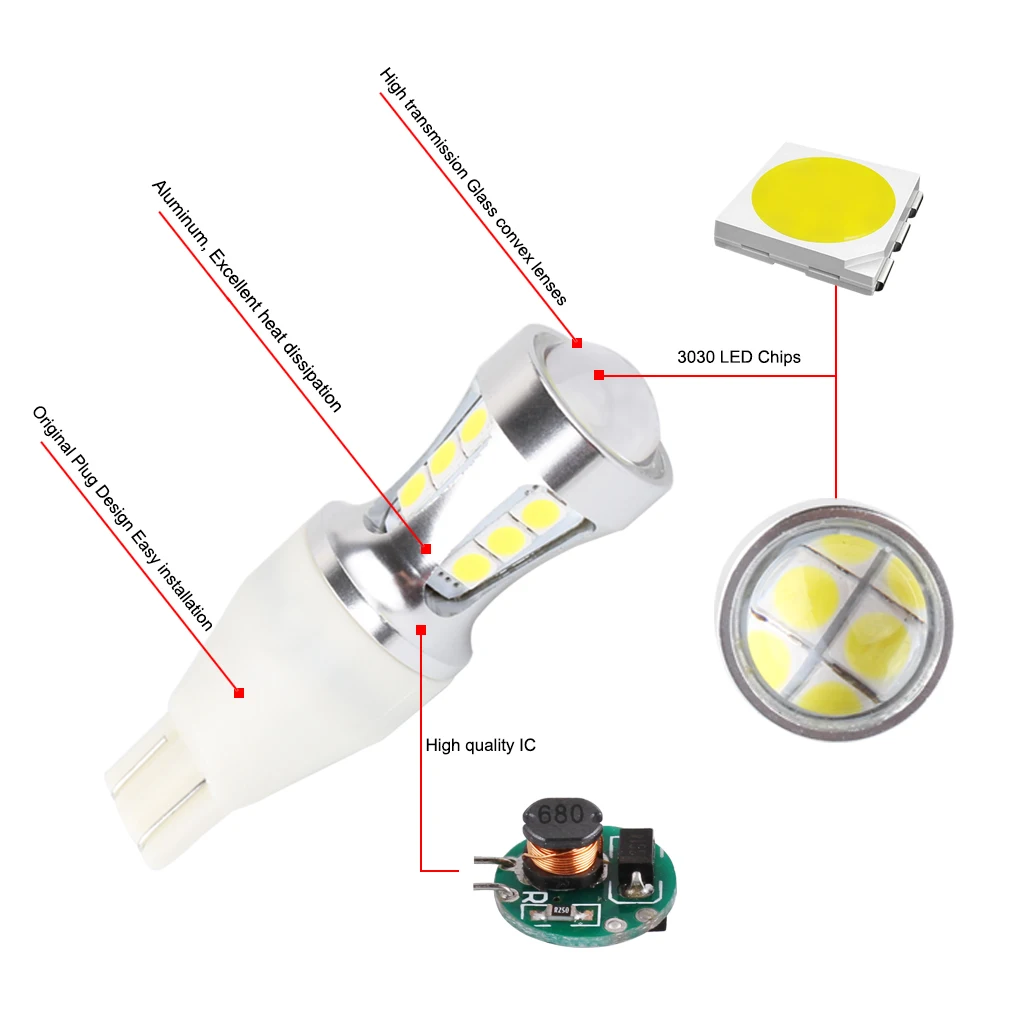 OBC   LED  , ĵ LED , ڵ  , ũ ȭƮ D030, 921 912 W16W, T15, 1000Lm, 2 