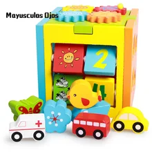 ZH 1 шт. строительные блоки деревянная коробка Форма соответствия детей раннего возраста детские развивающие игрушки