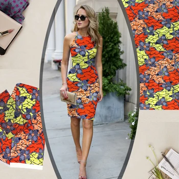 

High quality Gourd pattern satin silk fabric prints Red Yellow color silk fabric for sewing textile S180715