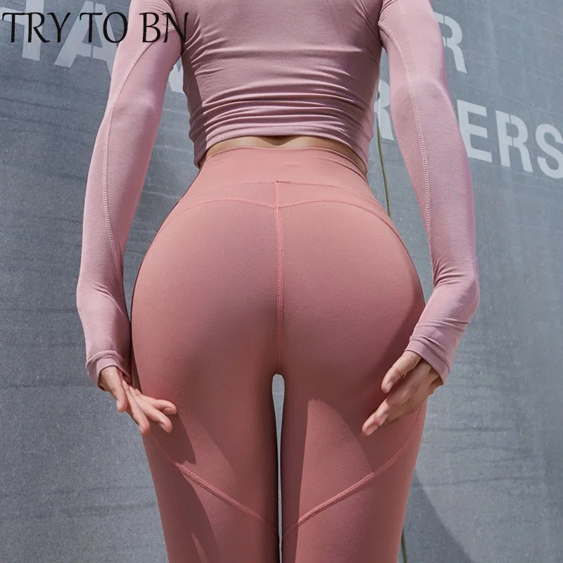 

TRY TO BN 2018 New Leggings For Women Fashion Solid High Waist Casual Push Up Workout High Elasticity Leggings For Fitness