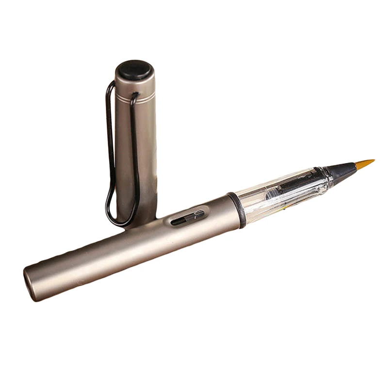 Fountains Style Water Soft Brush Pen Metal Refillable Ink Watercolor Pen For Painting Calligraphy Drawing Art Supplie Kids Gifts - Цвет: Grey