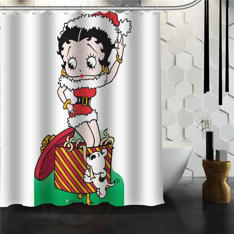 Пользовательские betty boop водонепроницаемая ткань для ванной занавеска для душа с защитой от плесени полиэстер ванная комната - Цвет: Фиолетовый