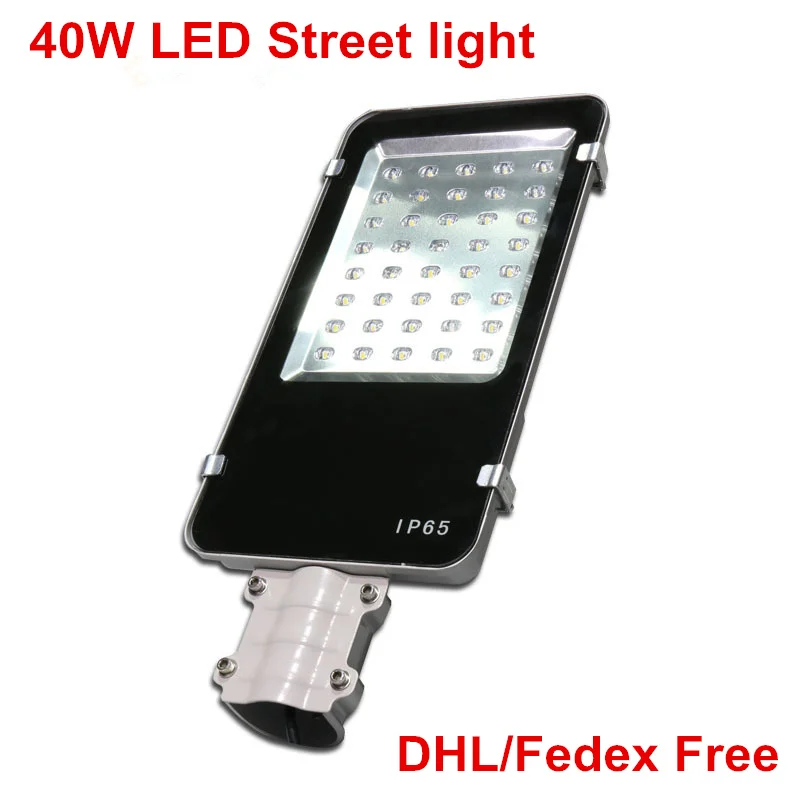 6 stks/partij, DHL Gratis verzending, 40 W Led-straatverlichting DC12V DC24V AC85-265V Aluminium LED Road Lamp Ultra heldere Outdoor Straat licht