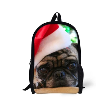 

NOISYDESIGNS Middle School Backpacks Christmas PUG Puppy Printing Rucksack For Boys Supplies Women Men Laptop Dropshipping