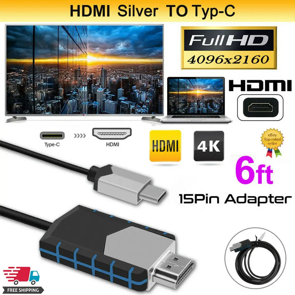 

Hot 4K USB Type C to HDMI HDTV AV TV Cable Adapter For Samsung Galaxy S9 S10