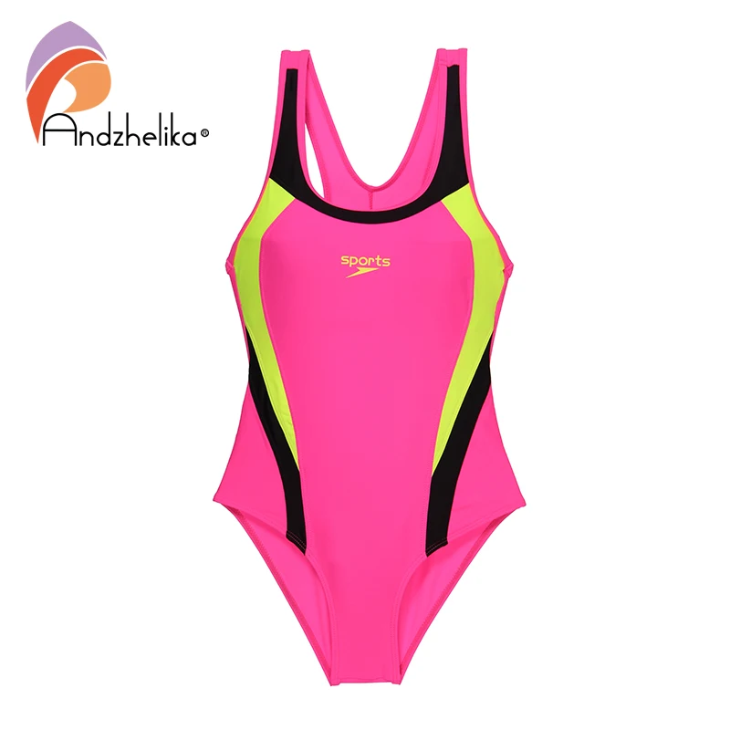 Andzhelika 2019 New Children Swimsuit Girls Sport One Piece Swimwear Patchwork Bodysuit Kid Bathing Suit Child Beach Monokini