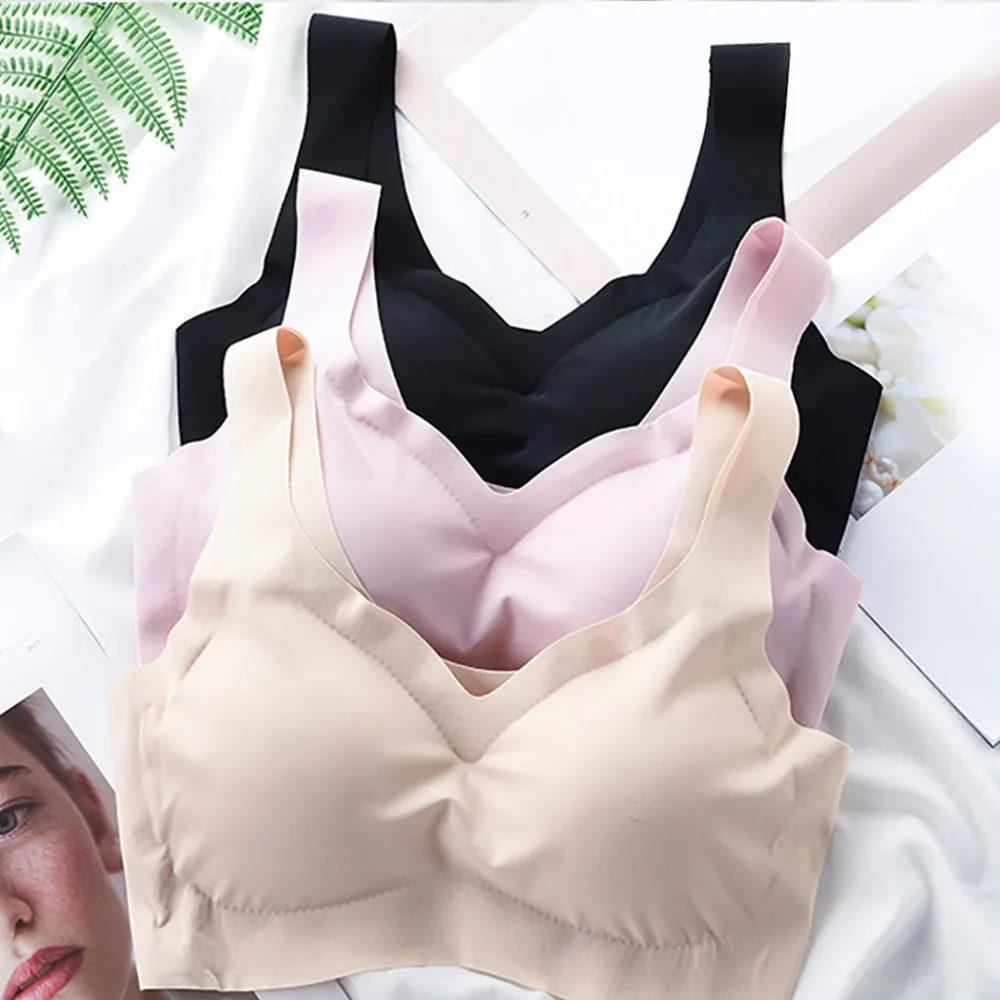 

Lady Women Seamless Sports Bra Beige Wireless Yoga Crop Top Vest Comfort Stretch Nylon Shapewear Dropship #0405