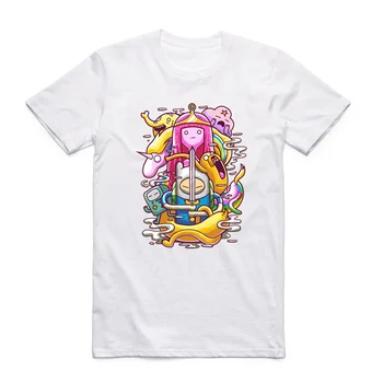 Asian Size Men And Women Print Finn and Jake Adventure Time Cartoon T-shirt O-Neck Short Sleeves Summer Casual T-shirt HCP4061 3