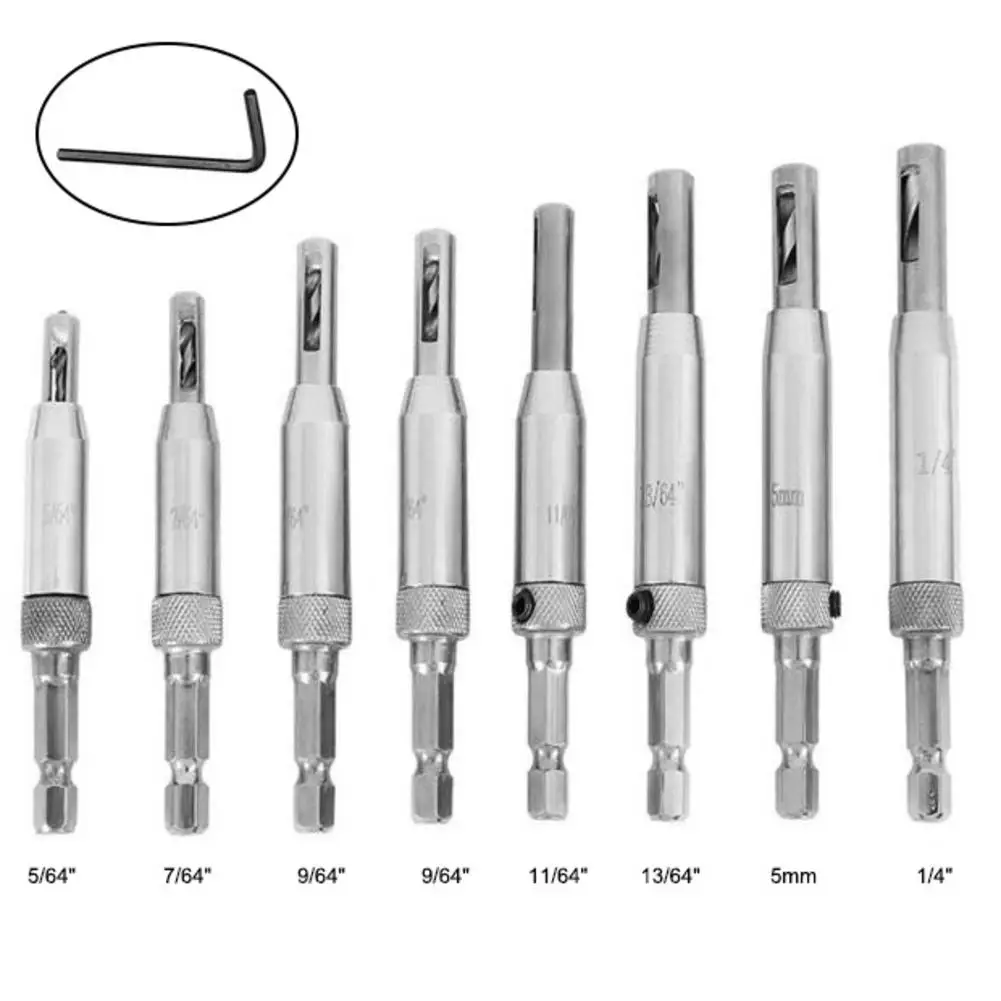 Door Window Hinge Center Drill Bit Set Hole Opener Hole Punch Hexagon Drill Bit Positioning Shape Hole Kit 17PCS/set