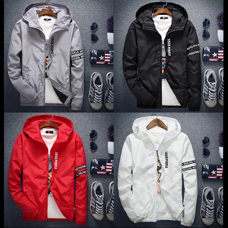 LeeLion 2018 الربيع إلكتروني المطبوعة سترة الرجال الأزياء معطف مقنع ملابس رجالي تلائم الرجل النحيف سترة واقية الهيب هوب الشارع الشهير ملابس كاجوا...