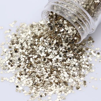 

Champagne Silver Nail Art Glitter Powder Mix Size Hexagonal Sequin Dust Glitter Nail Craft Art Decoration