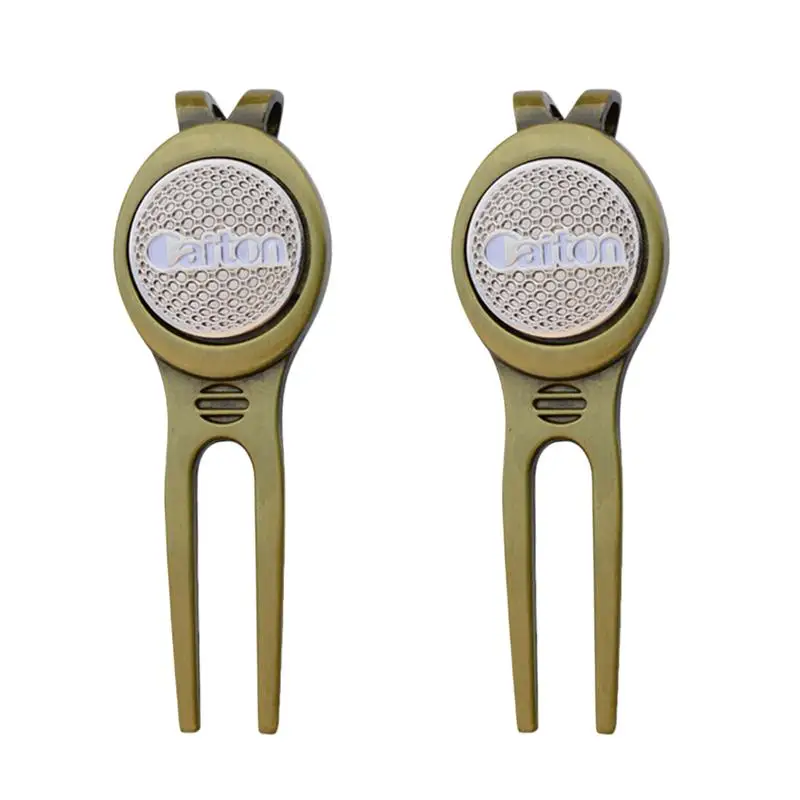 

2pcs Golf Divot Repair Tool Portable Putting Green Divot Fork with Magnetic Ball Marker (Random Color)