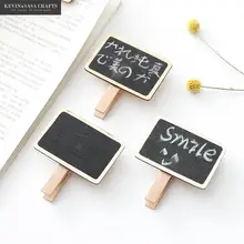 6Pcs/Set Chalkboard Wooden Clips Photo Holder Mini Wood Clothespin Stationery Paper Clips Office Accessories Photo Clip Stands