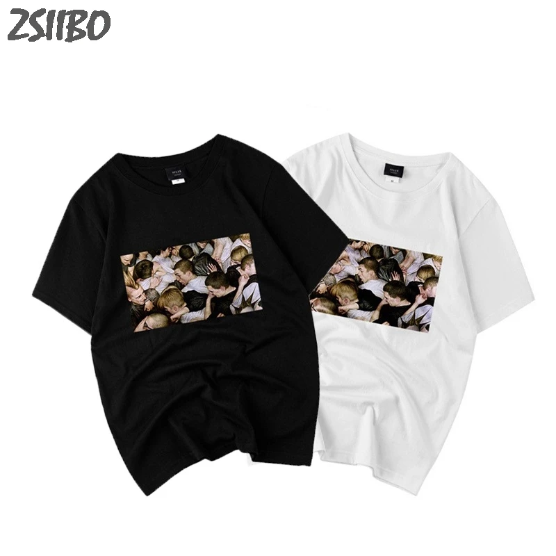 

Black T-shirt Panic At The Disco Print Thin section streetwear Trend Men's T shirt couple large size Tops Short sleeve tshirt