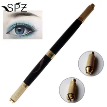 Двойная головка микроблейдинг ручка ручная машинка для татуажа лезвие ИГЛЫ Перманентный макияж 3D вышитые брови губы Tebori Munsu