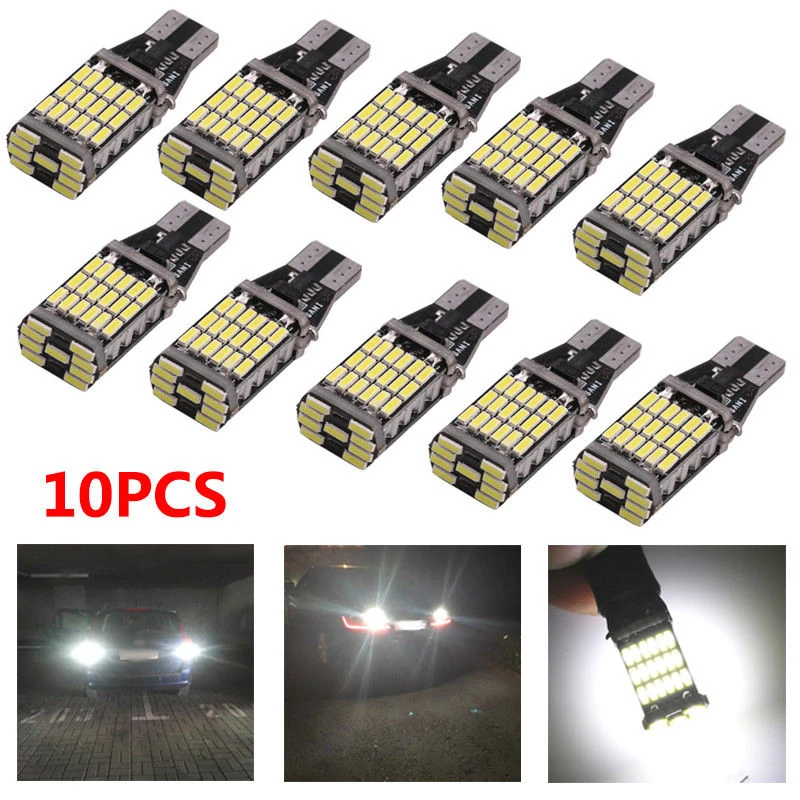 45*4014SMD LED Backup LED Light Bulbs Reverse Lamp DC 12-24V 6000K 10pcs T15 W 1200LM CANBUS Durable Practical