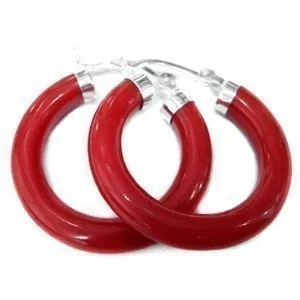 

real natural beads Cheap earring Beautiful Natural silver red gem 30MM Earrings for women sterling-silver-jewelry