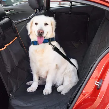 

Dogs Pets Canvas Car Seat Cover Dog Car Travel Hammock with a Storage Pocket Black Waterproof Non-Scratch Large Backseat Cover