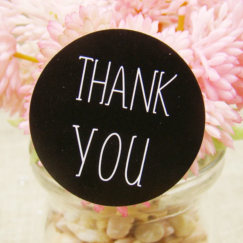 300PCS/Lot 3cm Diameter Black Paper Thank You Sticker Labels Self-adhesive DIY Hand Made For Cards/Jewelry/Box/Gift/Bakes | Дом и сад