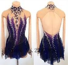 Figure Skating Dresses Blue Women Ice Skating Dress Custom Ice Skating Clothes Women Competition Skating Skirt Free Shipping V3 black ice skating dress cheap black skating dress hot sale custom skating dress women cheap ice skating dress free shipping
