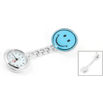 

YCYS-Portable Nurse Nursing Blue Smile Pattern Clip Chain Watch