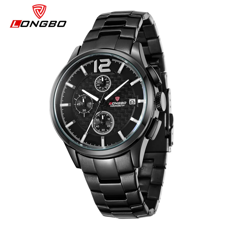 

2017 Luxury Brand LONGBO Men Watch Sport Designer Leather Steel Strap Quartz-Watch Military Chronograph Watches Men relogio