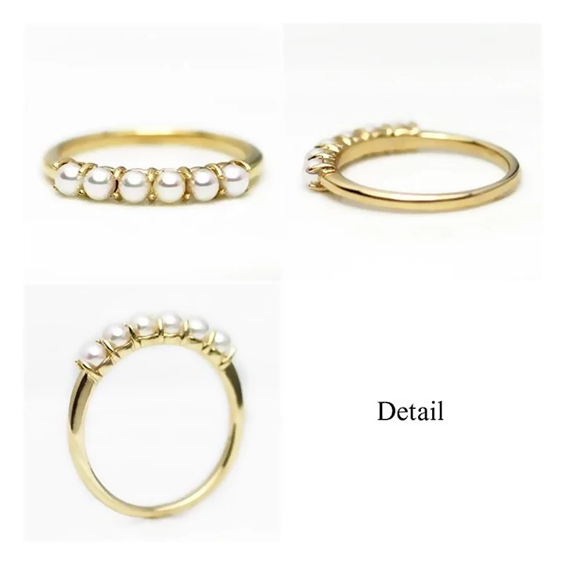 Caimao Твердые 9KT золото круглый пресноводный жемчуг обручальное свадебное изысканное кольцо