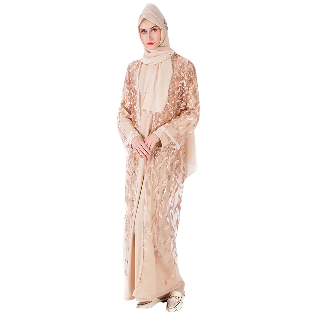 KLV мусульманская одежда женское Макси платье абайя с длинным рукавом длинные халаты Туника Ближний Восток Рамадан Арабский исламский одежда новое поступление