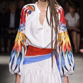 

SuperAen 2019 Autumn New Women Shirt Wild Casual Cotton Embroidered Blouses and Tops Female Long Sleeve Women Clothing